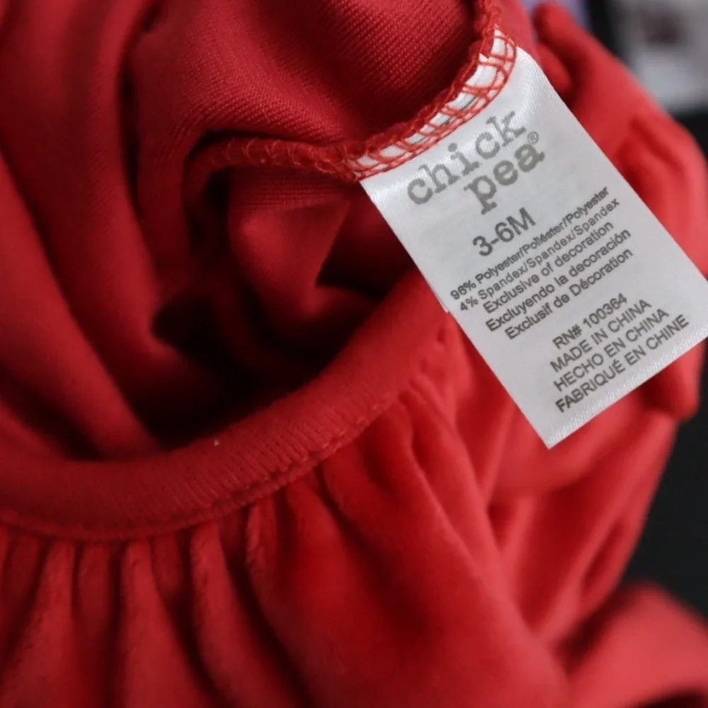 Chickpea Baby Girls Fair Isle-Print‎ Ruffled Fleece Coverall - Red - Size 3-6 M